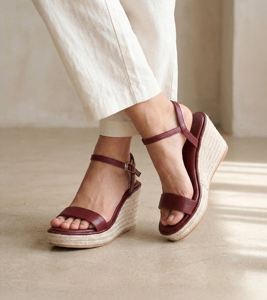 Espadrille Wedges - Maroon