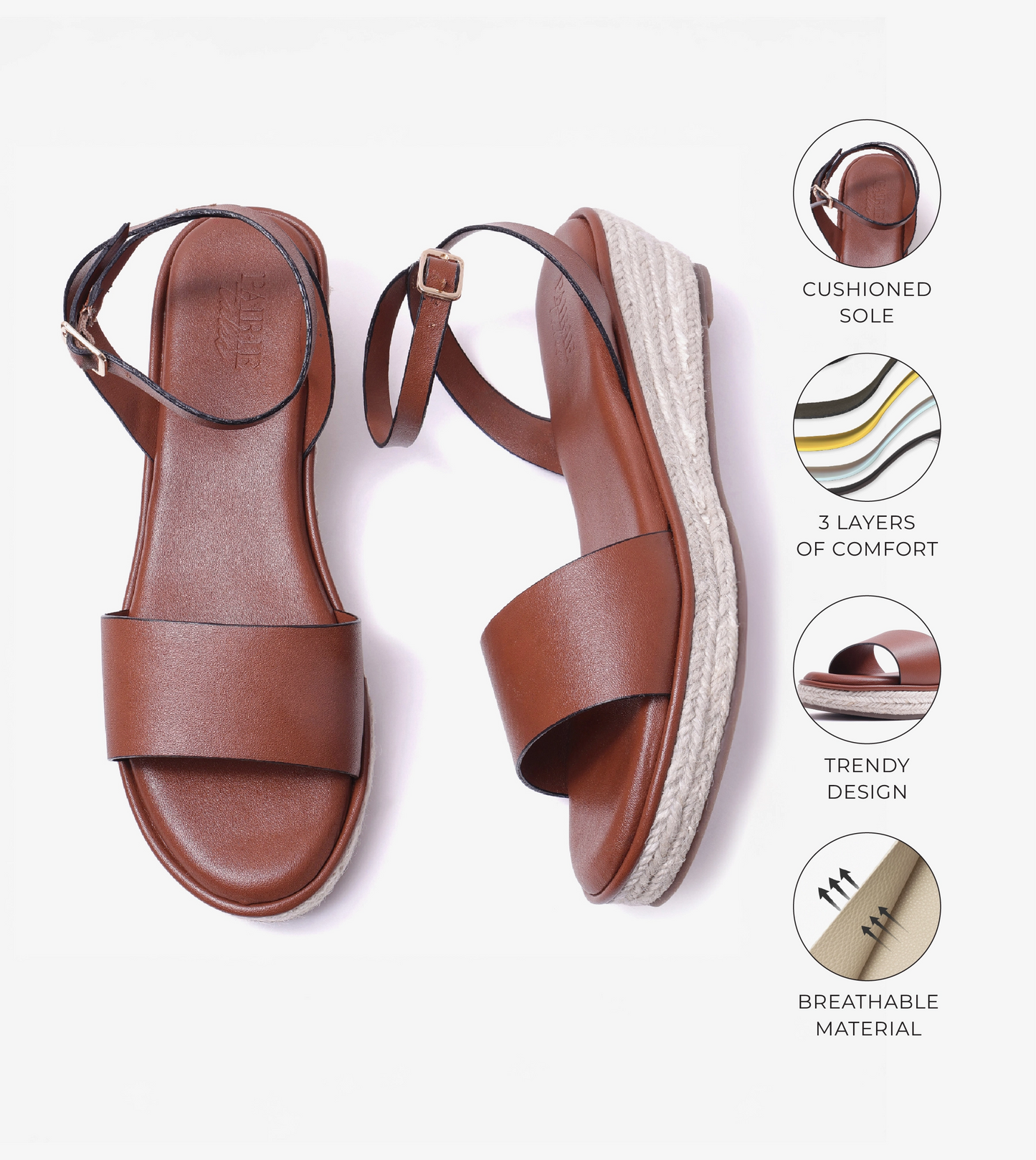 Espadrille Wedges with Ankle Strap - Tan