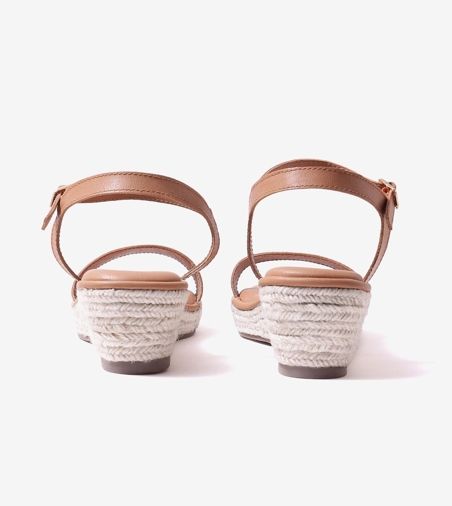 Minimal Two-Strap Platform Espadrille Wedges - Dark Beige