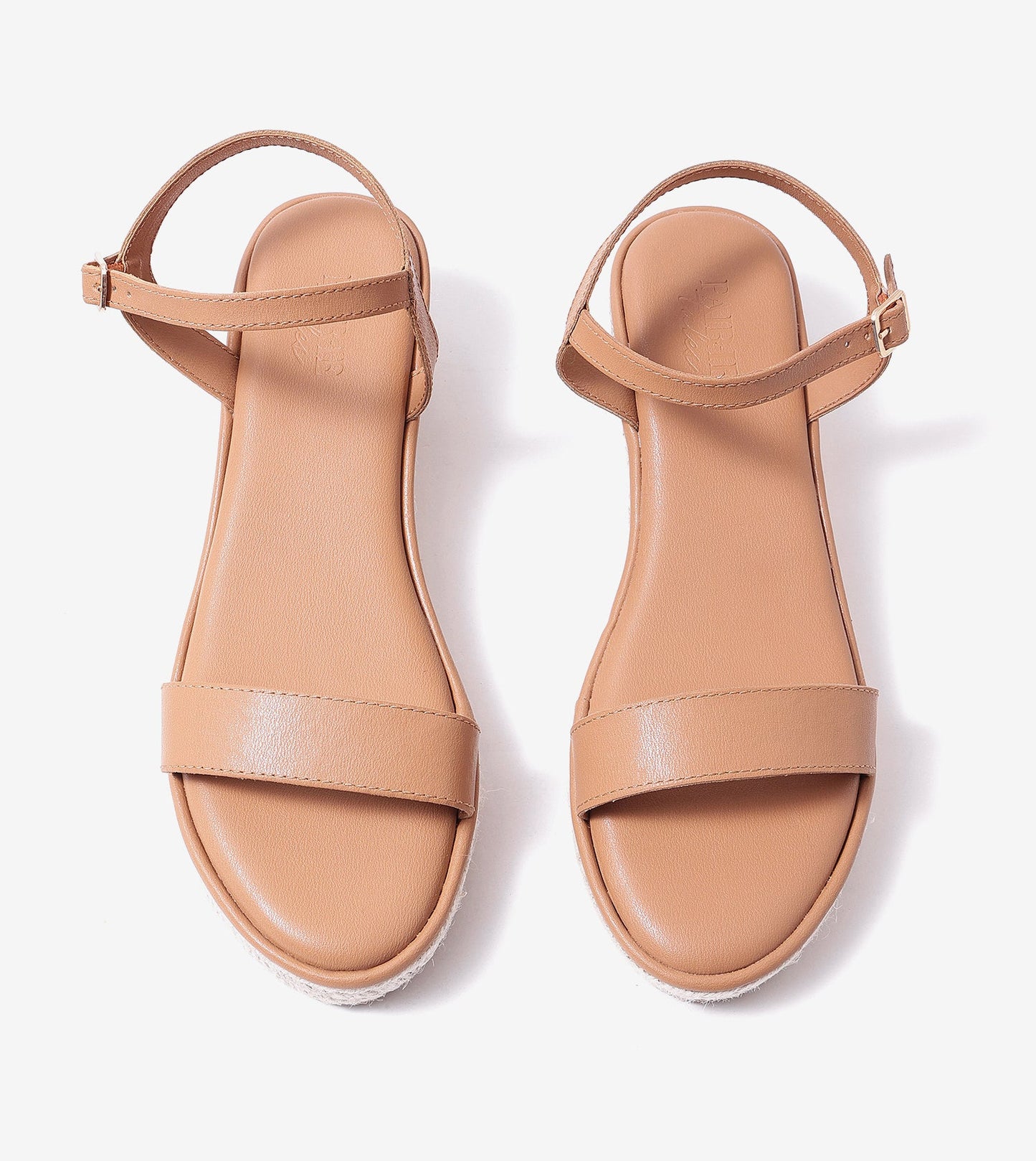 Minimal Two-Strap Platform Espadrille Wedges - Dark Beige