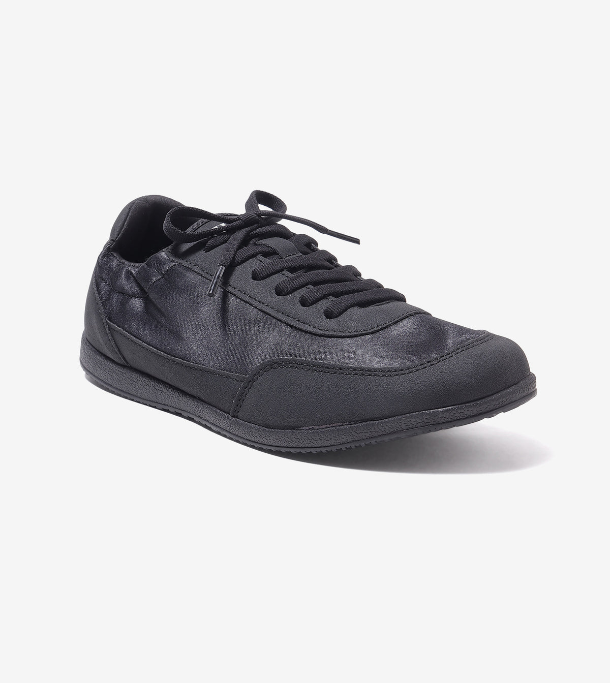 RUSH slim lace-up sneakers for women in onyx black, side view