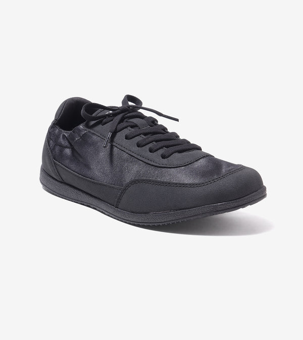 RUSH slim lace-up sneakers for women in onyx black, side view