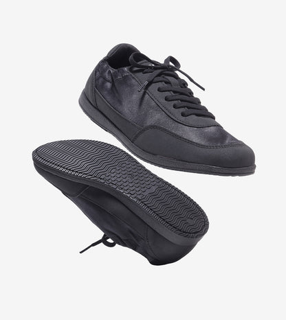RUSH slim lace-up sneakers for women in onyx black, sole view