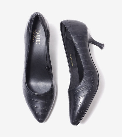 Textured pointed toe pumps for women in black, 2-inch heel, product view 9