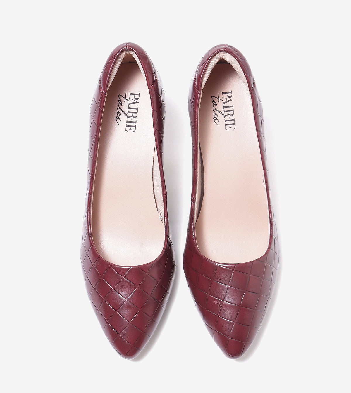 Textured pointed toe pumps for women in wine, 2-inch heel, product view 9