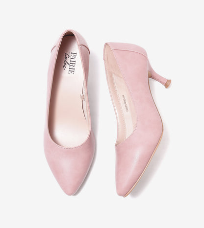 Classic pointed-toe pumps for women in blush pink, 2-inch heel, pair, top view