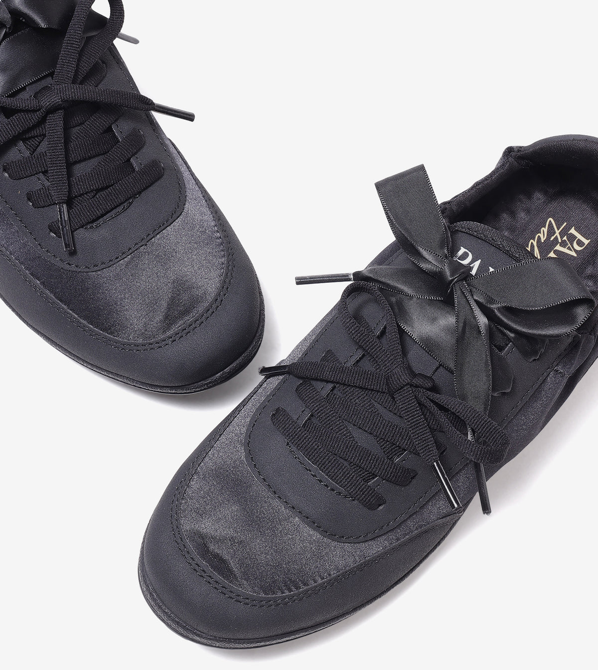 RUSH slim lace-up sneakers for women in onyx black, close-up