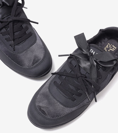 RUSH slim lace-up sneakers for women in onyx black, close-up