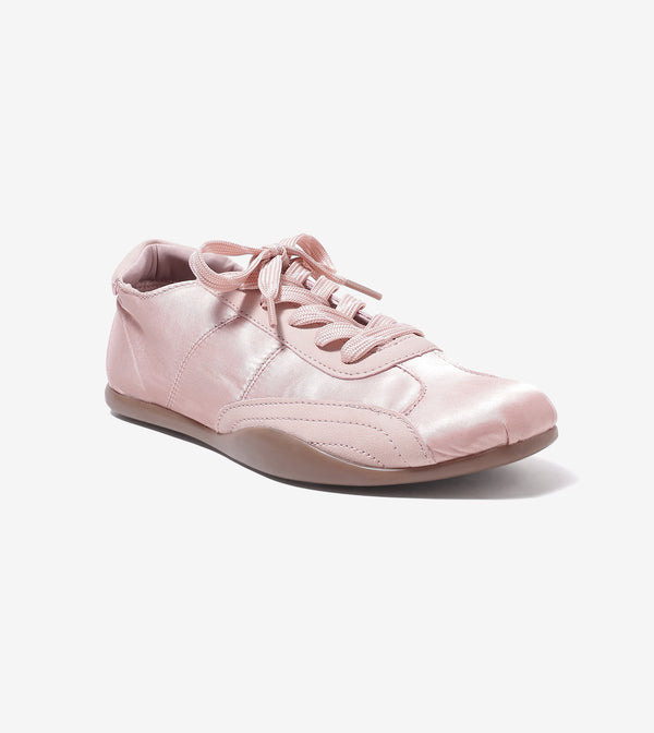 DRIFT ribbon lace-up sneakers for women in candy pink, side view