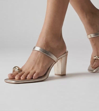 Metallic Accent Toe-Ring Heel - Gold