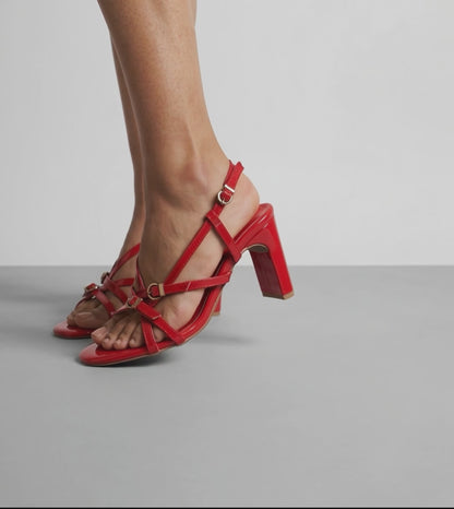 Trendy Strappy Straight Heel - Red