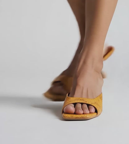 Statement Textured Mules - Mustard